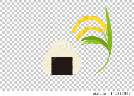 おにぎりと稲穂のベクターイラスト おにぎりと稲穂のベクターイラスト 141312995