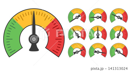 Pressure gauge icon set collection in flat style. Manometer vector illustration on isolated background. Pressure measurement sign business concept. Pressure gauge icon set collection in flat style. Manometer vector illustration on isolated background. Pressure measurement sign business concept. 141313024