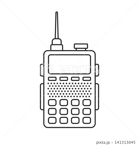 Walkie talkie icon in flat outline stroke style. Portable radio vector illustration on isolated background. Portable wireless speaker linear sign business concept. Walkie talkie icon in flat outline stroke style. Portable radio vector illustration on isolated background. Portable wireless speaker linear sign business concept. 141313045