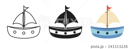 Sailboat icon set collection in flat style. Ship vector illustration on isolated background. Boat sign business concept. Sailboat icon set collection in flat style. Ship vector illustration on isolated background. Boat sign business concept. 141313226