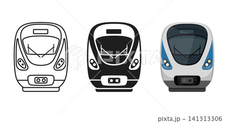 Modern speed train icon set collection in flat style. Railroad transport vector illustration on isolated background. Locomotive sign business concept. Modern speed train icon set collection in flat style. Railroad transport vector illustration on isolated background. Locomotive sign business concept. 141313306