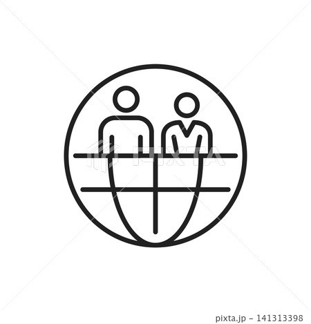 Global network icon in flat outline stroke style. Worldwide communication vector illustration on isolated background. World sign business concept. Global network icon in flat outline stroke style. Worldwide communication vector illustration on isolated background. World sign business concept. 141313398