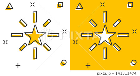 Excellence icon in comic style. Star ribbon vector cartoon illustration on white isolated background. Award medal business concept splash effect. Excellence icon in comic style. Star ribbon vector cartoon illustration on white isolated background. Award medal business concept splash effect. 141313474