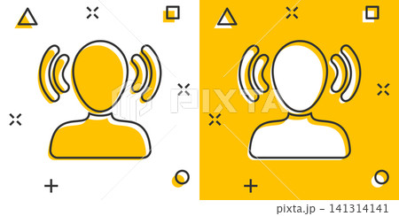 Mind awareness icon in comic style. Idea human vector cartoon illustration on white isolated background. Customer brain business concept splash effect. 141314141