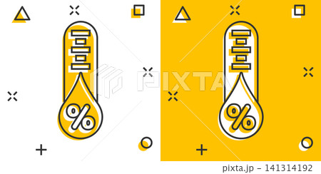 Humidity icon in comic style. Climate vector cartoon illustration on white isolated background. Temperature forecast business concept splash effect. Humidity icon in comic style. Climate vector cartoon illustration on white isolated background. Temperature forecast business concept splash effect. 141314192