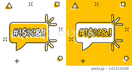 Shout speech bubble icon in comic style. Complain vector cartoon illustration on white isolated background. Angry emotion business concept splash effect. Shout speech bubble icon in comic style. Complain vector cartoon illustration on white isolated background. Angry emotion business concept splash effect. 141314209