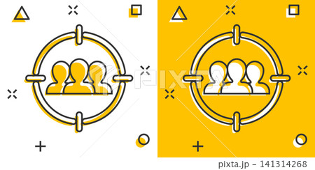 Target audience icon in comic style. Focus on people vector cartoon illustration pictogram. Human resources business concept splash effect. Target audience icon in comic style. Focus on people vector cartoon illustration pictogram. Human resources business concept splash effect. 141314268