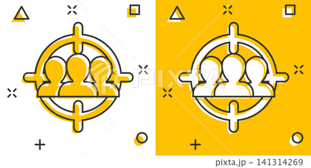 Target audience icon in comic style. Focus on people vector cartoon illustration pictogram. Human resources business concept splash effect. Target audience icon in comic style. Focus on people vector cartoon illustration pictogram. Human resources business concept splash effect. 141314269