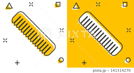 Hair brush icon in comic style. Comb accessory vector cartoon illustration pictogram. Hairbrush business concept splash effect. Hair brush icon in comic style. Comb accessory vector cartoon illustration pictogram. Hairbrush business concept splash effect. 141314270
