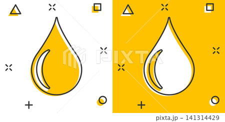 Water drop icon in comic style. Raindrop vector cartoon illustration pictogram. Droplet water blob business concept splash effect. 141314429