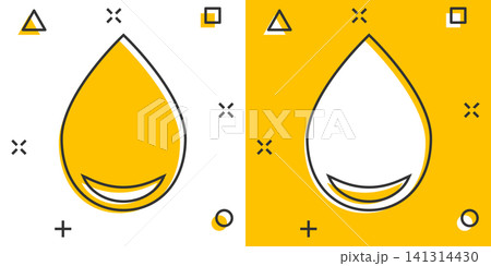 Water drop icon in comic style. Raindrop vector cartoon illustration pictogram. Droplet water blob business concept splash effect. 141314430