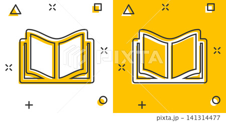 Book education icon in comic style. Literature magazine vector cartoon illustration pictogram. Book paper business concept splash effect. Book education icon in comic style. Literature magazine vector cartoon illustration pictogram. Book paper business concept splash effect. 141314477