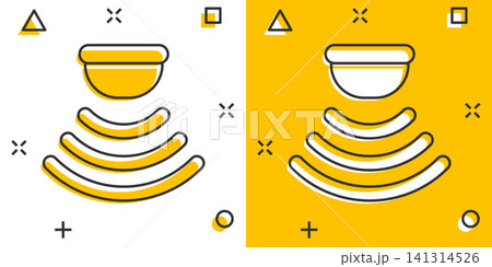 Motion sensor icon in comic style. Sensor waves vector cartoon illustration pictogram. Security connection business concept splash effect. 141314526