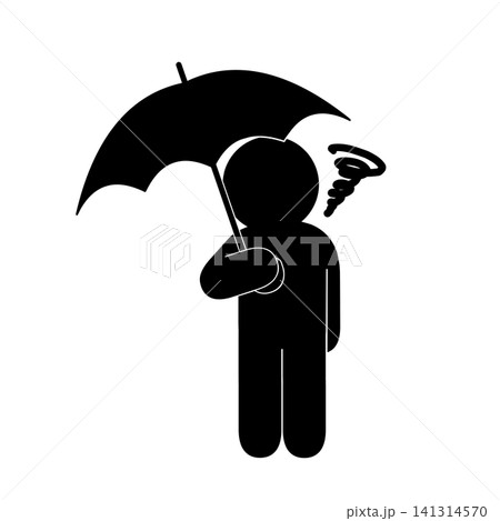 雨でがっかりする人のシンプルなピクトグラム(全身) 雨でがっかりする人のシンプルなピクトグラム(全身) 141314570