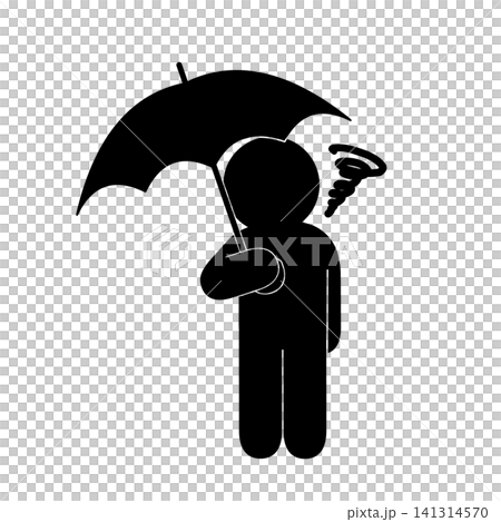 雨でがっかりする人のシンプルなピクトグラム(全身) 雨でがっかりする人のシンプルなピクトグラム(全身) 141314570