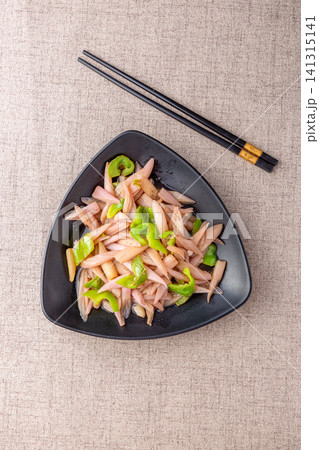 stir-fried gorgon plant stems with green chili, traditional Jiangnan water town cuisine 141315141