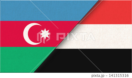 Double Flag of Azerbaijan and Yemen on Fabric Texture. 141315316