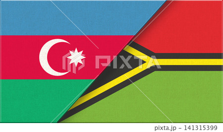 Double Flag of Azerbaijan and Vanuatu on Fabric Texture. 3D illustration Double Flag of Azerbaijan and Vanuatu on Fabric Texture. 3D illustration 141315399