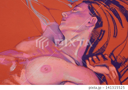 female portrait, pencil drawing illustration, sketch 141315525