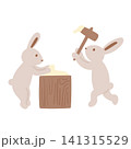 餅つきをする月うさぎイラスト 141315529
