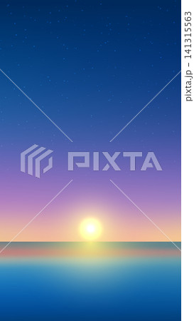 Sunset over ocean background with starry night and gradient sky vector illustration, mobile wallpaper or minimalist summer banner design starting with a beautiful sun on the horizon Sunset over ocean background with starry night and gradient sky vector illustration, mobile wallpaper or minimalist summer banner design starting with a beautiful sun on the horizon 141315563