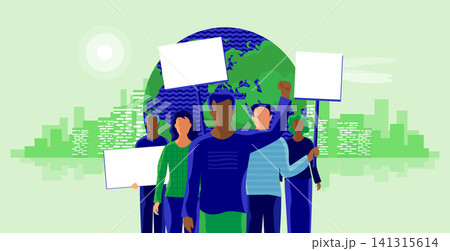 Group of People Protesters Protesting Against Climate Change 141315614