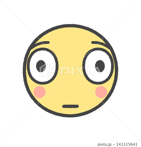 目を大きく見開いた歪んだ顔のかわいい手描きの絵文字 - びっくりして表情が固まっているイラスト素材 目を大きく見開いた歪んだ顔のかわいい手描きの絵文字 - びっくりして表情が固まっているイラスト素材 141315641