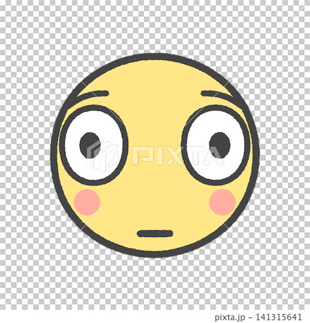 目を大きく見開いた歪んだ顔のかわいい手描きの絵文字 - びっくりして表情が固まっているイラスト素材 目を大きく見開いた歪んだ顔のかわいい手描きの絵文字 - びっくりして表情が固まっているイラスト素材 141315641