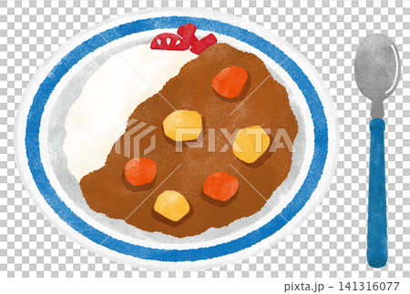 一幅水彩插圖,描繪了盛放在圓盤中的咖哩飯。 一幅水彩插圖,描繪了盛放在圓盤中的咖哩飯。 141316077