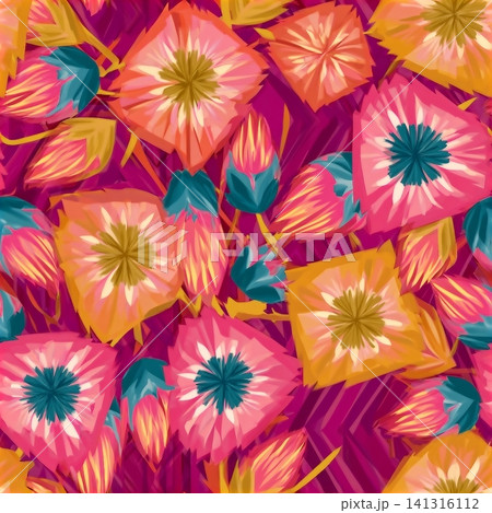 This vibrant and bright floral pattern featuring unique geometric designs is truly perfect for textiles and decor items 141316112