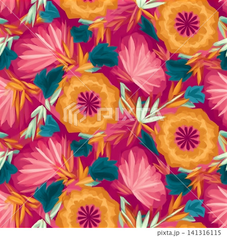 This vibrant and bright floral pattern featuring unique geometric designs is truly perfect for textiles and decor items This vibrant and bright floral pattern featuring unique geometric designs is truly perfect for textiles and decor items 141316115