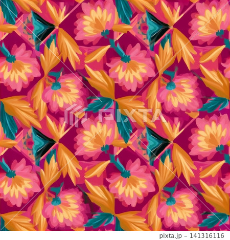This vibrant and bright floral pattern featuring unique geometric designs is truly perfect for textiles and decor items 141316116