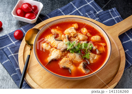 basa Fish Fillet in Tomato Soup Tangy and Savory Seafood Broth basa Fish Fillet in Tomato Soup Tangy and Savory Seafood Broth 141316260