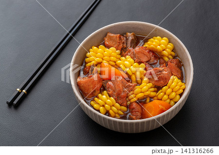 stewed Chicken with Sweet Corn and Carrot Traditional Northeast Chinese Style Soup stewed Chicken with Sweet Corn and Carrot Traditional Northeast Chinese Style Soup 141316266