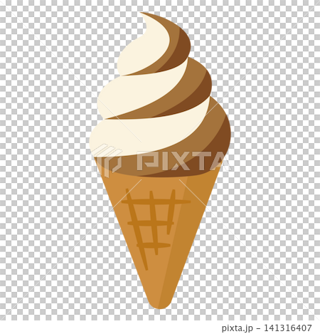 Illustration of a mixed chocolate and vanilla soft serve ice cream Illustration of a mixed chocolate and vanilla soft serve ice cream 141316407