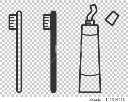 A simple toothbrush and toothpaste icon set A simple toothbrush and toothpaste icon set 141316488