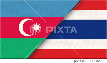 Double Flag of Azerbaijan and Thailand on Fabric Texture Double Flag of Azerbaijan and Thailand on Fabric Texture 141316502