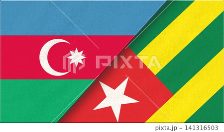 Double Flag of Azerbaijan and Togo on Fabric Texture. 3D illustration Double Flag of Azerbaijan and Togo on Fabric Texture. 3D illustration 141316503
