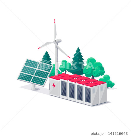 Renewable Energy Smart Grid Power Station with Solar Wind and Battery Storage Renewable Energy Smart Grid Power Station with Solar Wind and Battery Storage 141316648