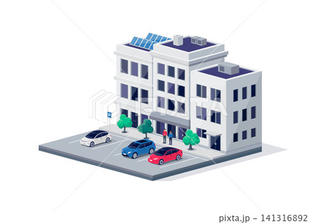 Cars parked on town city street centre road parking place 141316892