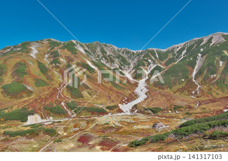 紅葉する立山連峰と雷鳥沢キャンプ場を見下ろす全景写真 紅葉する立山連峰と雷鳥沢キャンプ場を見下ろす全景写真 141317103