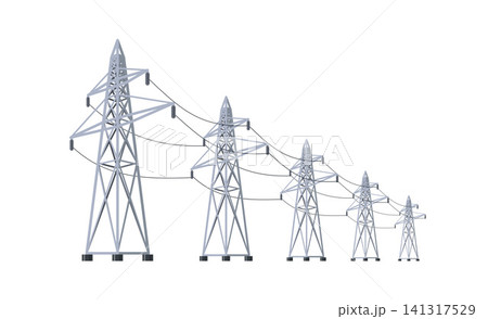 High voltage electricity grid tower pylons. High voltage electricity grid tower pylons. 141317529