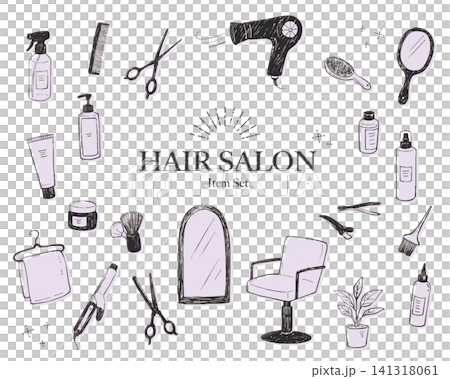 手繪風格美髮沙龍用品組 / 薰衣草色 & 單色 手繪風格美髮沙龍用品組 / 薰衣草色 & 單色 141318061