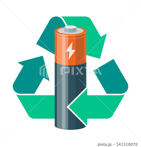 Used battery with recycling symbol Used battery with recycling symbol 141318078