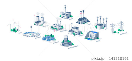 Isolated electric energy power plants station generation with battery storage power lines Isolated electric energy power plants station generation with battery storage power lines 141318191