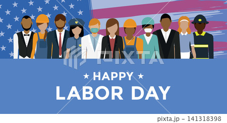 happy labor day celebration with worker different professional groups vector illustration happy labor day celebration with worker different professional groups vector illustration 141318398
