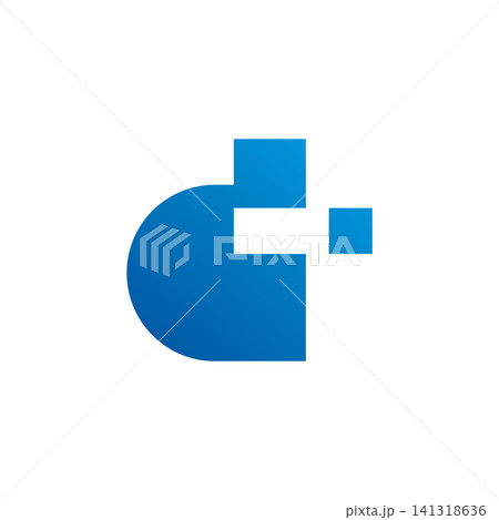 Letter d blue digital cross shape Letter d blue digital cross shape 141318636
