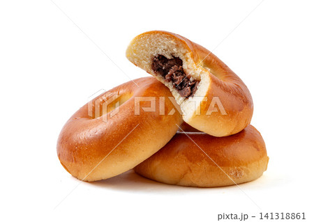 soft sweet red bean paste bun ring shaped anpan bread pastry soft sweet red bean paste bun ring shaped anpan bread pastry 141318861