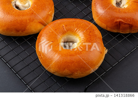 soft sweet red bean paste bun ring shaped anpan bread pastry 141318866
