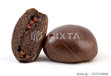 dark chocolate cocoa bread bun filled with chocolate chips soft pastry dark chocolate cocoa bread bun filled with chocolate chips soft pastry 141318868